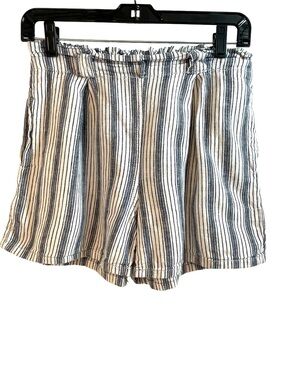 Max Studios Women’s Striped Shorts with Pockets - Blue & White- Size Small